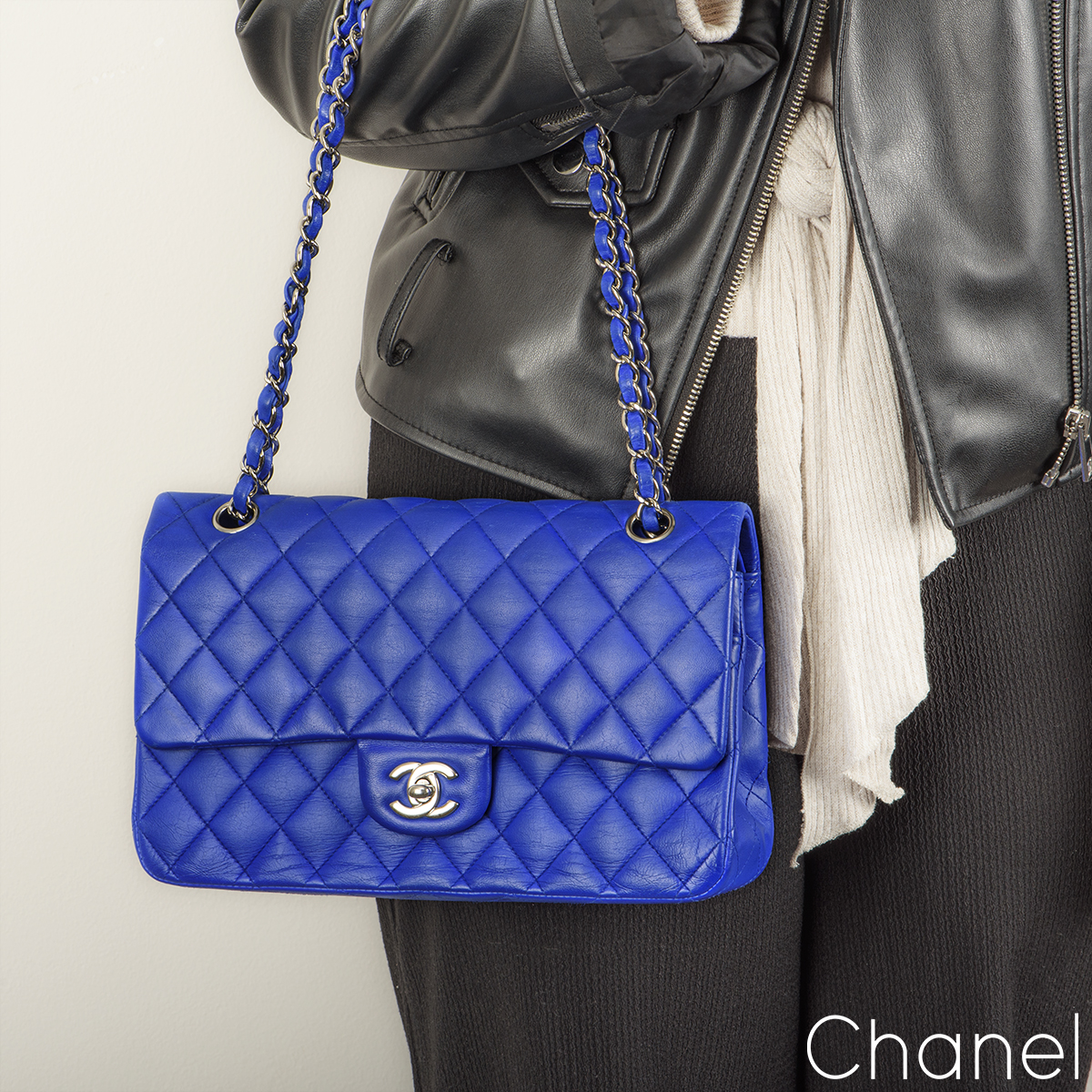 Chanel Medium Classic Double Stitch Calfskin Double Flap (SHG